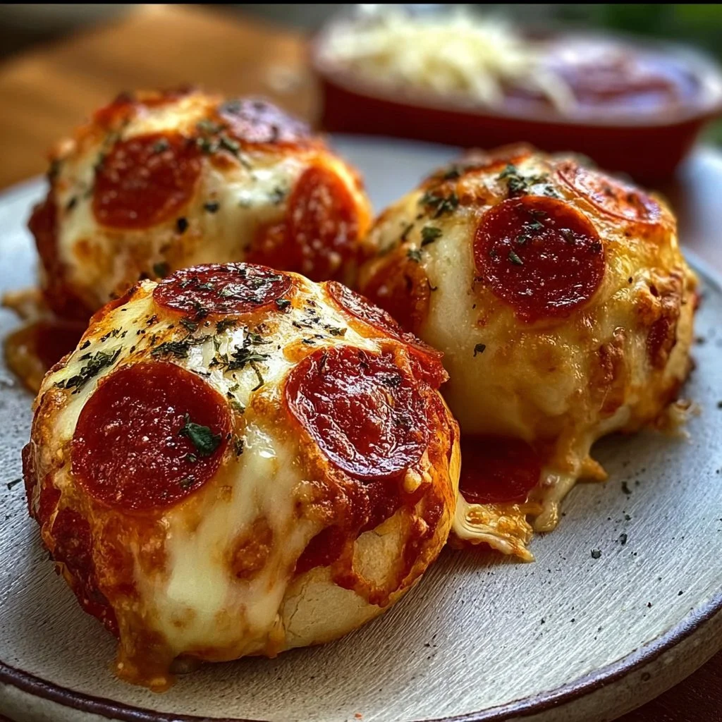 Easy Pepperoni Pizza Bombs made with dough, cheese, and pepperoni