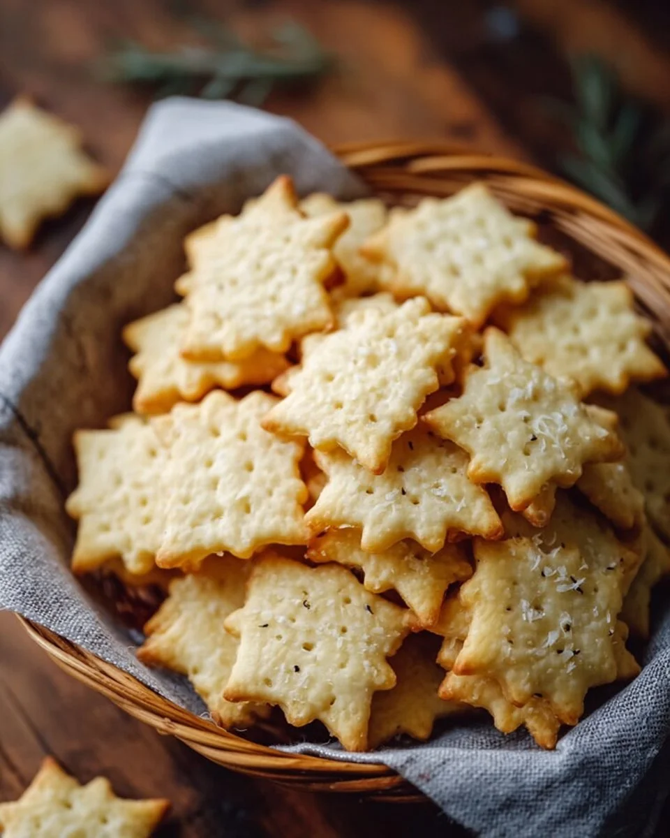 Crunchy homemade cheese crackers ready to be served as a snack