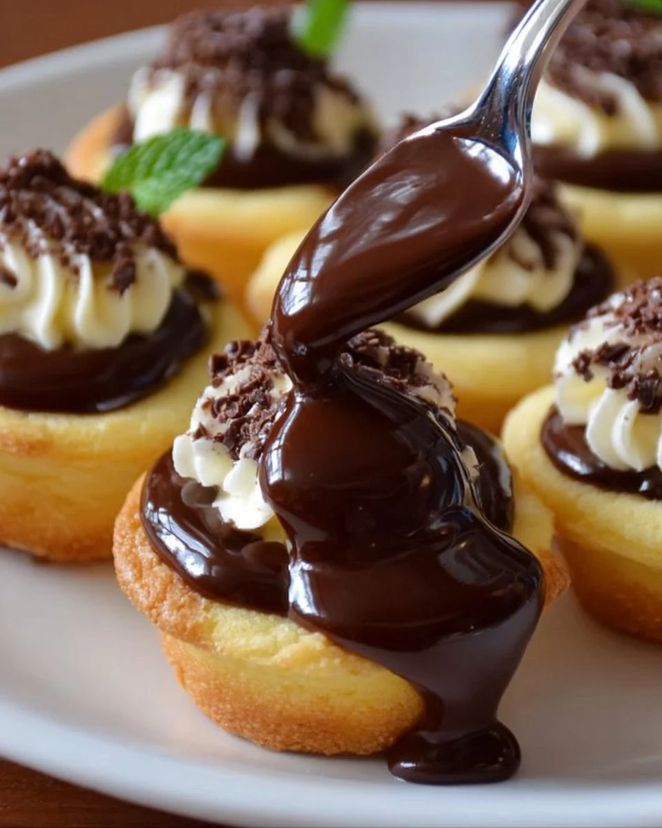 Delicious Mini Boston Cream Pie Cups served on a dessert platter