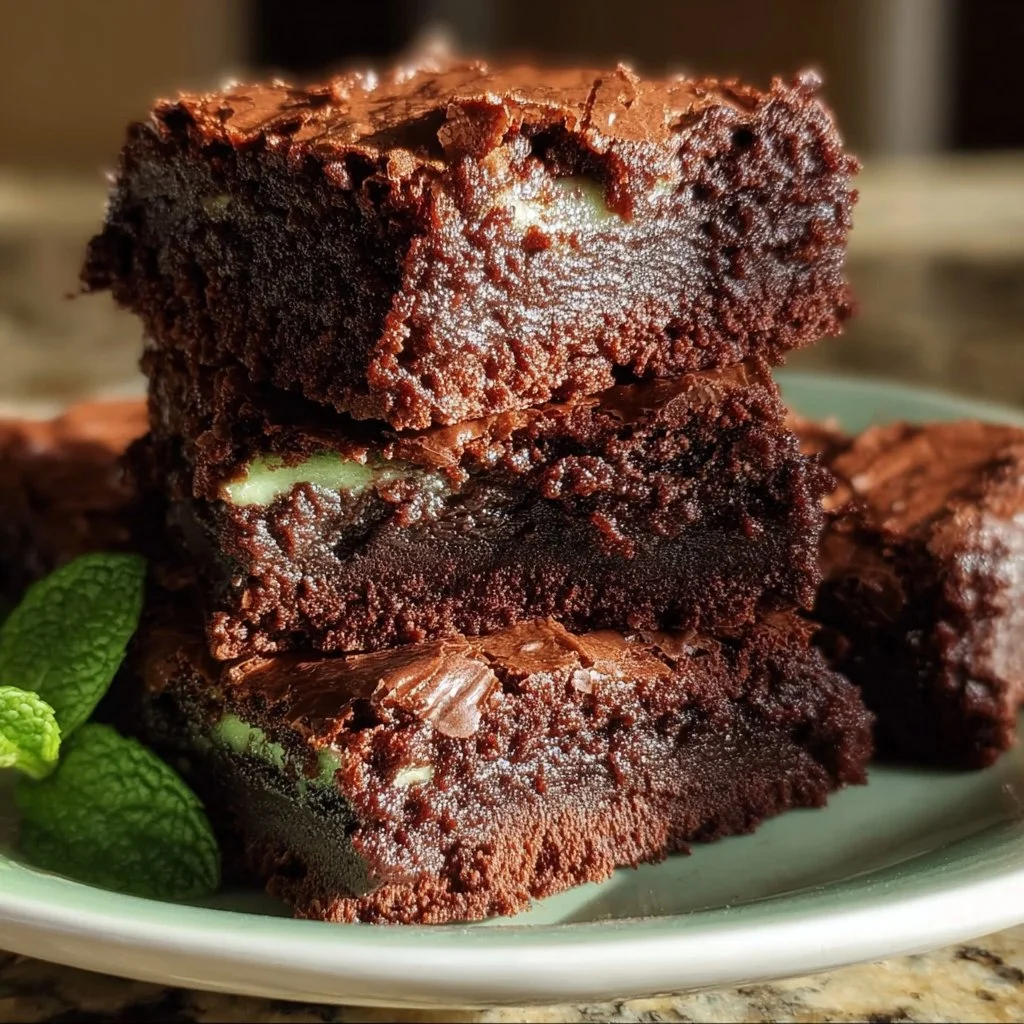 Delicious mint brownies topped with a creamy mint frosting