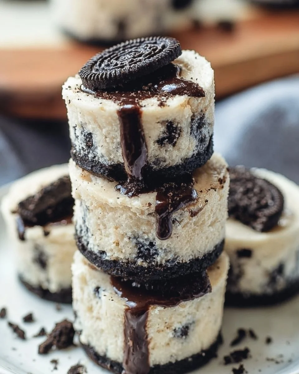 Delicious Oreo cheesecake bites served on a white plate