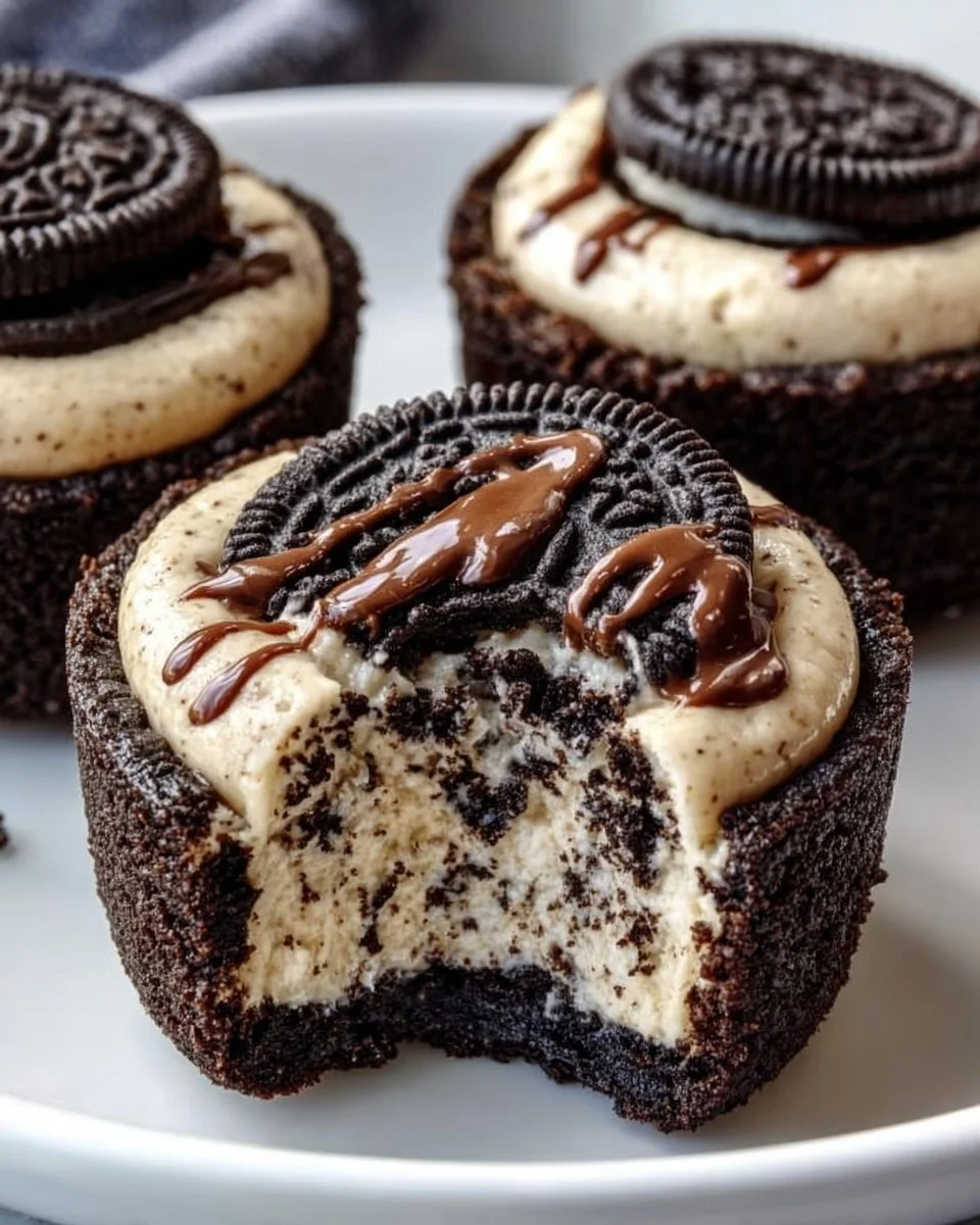 Oreo Cheesecake Cookie Cups topped with Oreo crumbs and whipped cream