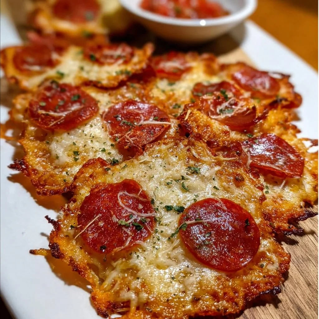 Delicious Pizza Chips with savory toppings and crispy texture.