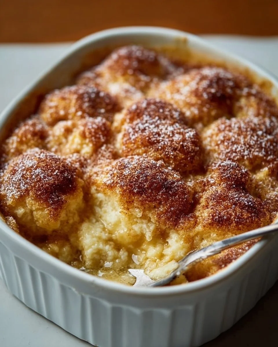 Delicious Snickerdoodle Cobbler dessert served in a baking dish