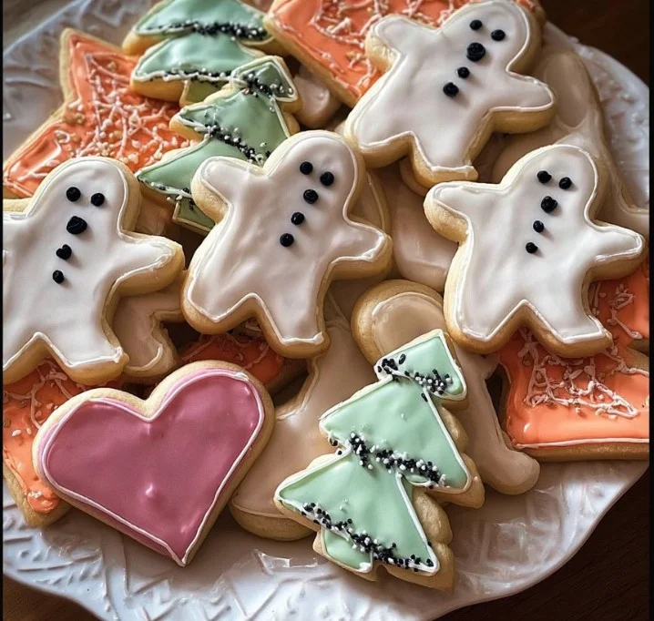 Freshly baked soft sugar cookies on a plate