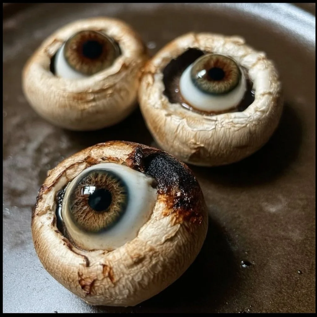 Spooky stuffed mushroom eyeballs recipe for Halloween