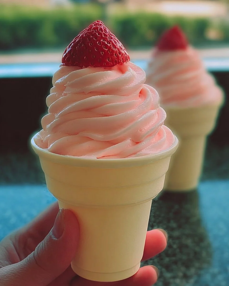 Delicious Strawberry Dole Whip served in a bowl