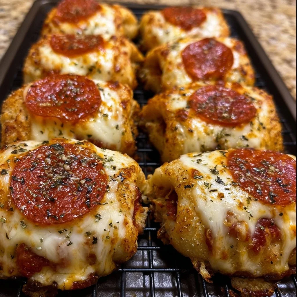 Delicious stuffed crust pizza snacks filled with gooey cheese and toppings