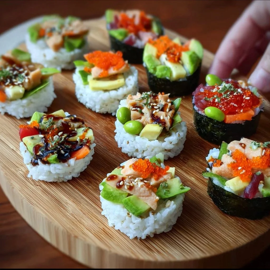 Delicious sushi cups filled with fresh ingredients and served in mini cups