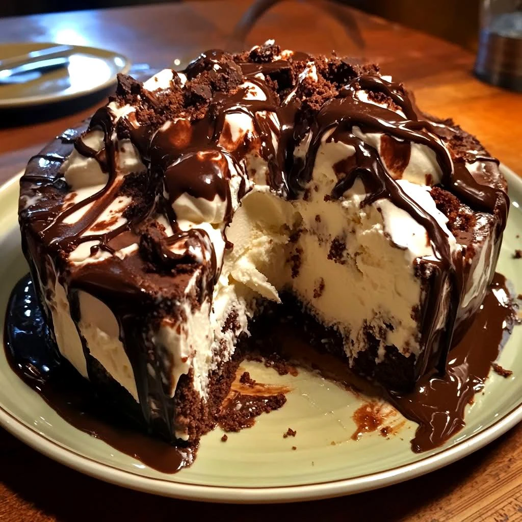 Hot Fudge Ice Cream Cake Slice