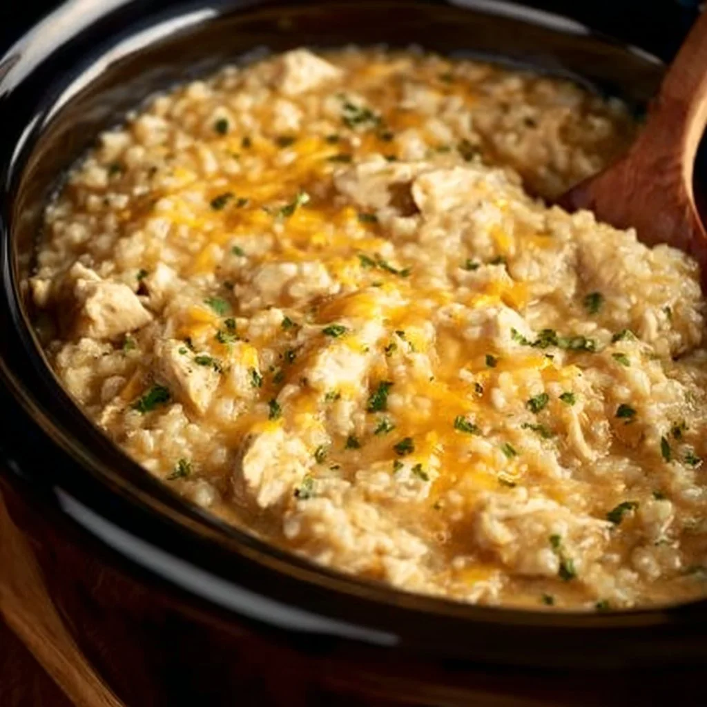 Delicious Crock Pot chicken and rice dish served in a bowl