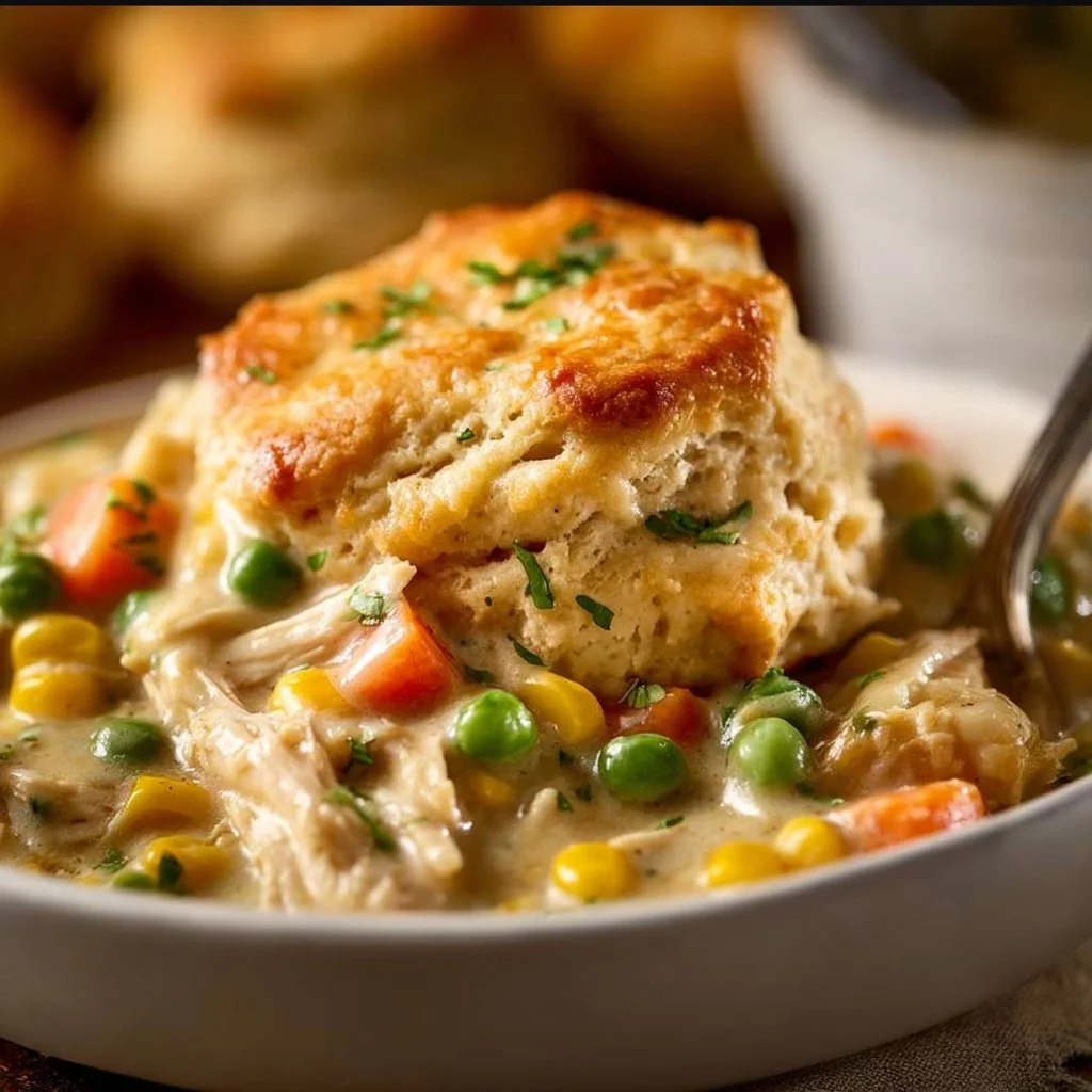Delicious Crock Pot Chicken Pot Pie with golden crust and fresh ingredients