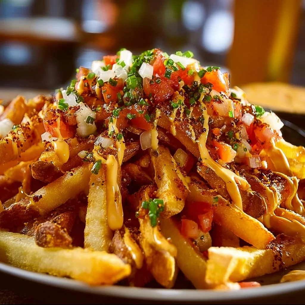 Delicious Louisiana Voodoo Fries topped with spicy seasoning and unique ingredients.