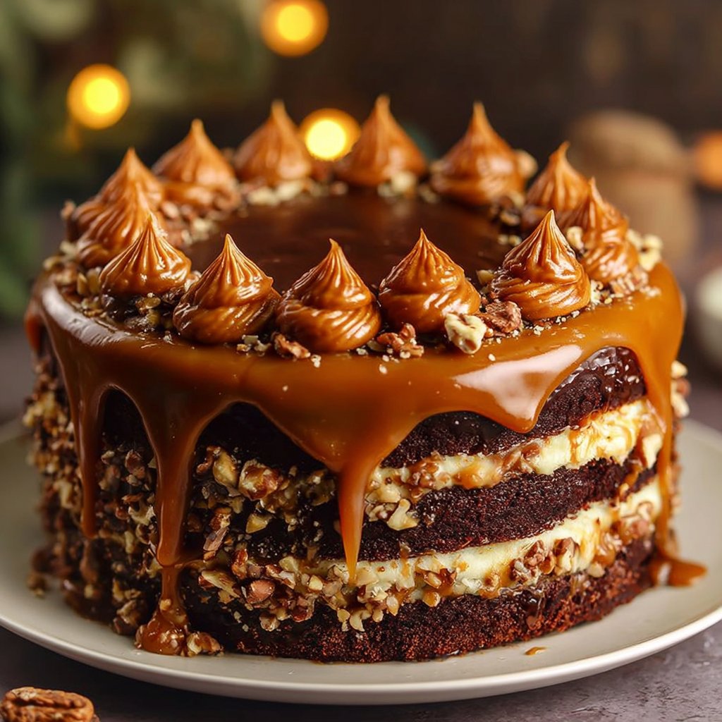 Chocolate Caramel Toffee Crunch Cake