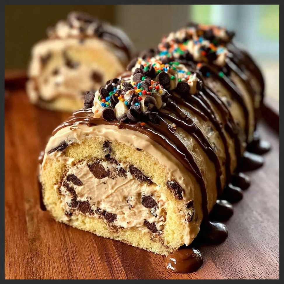 Cookie Dough Ice Cream Cake Rolls