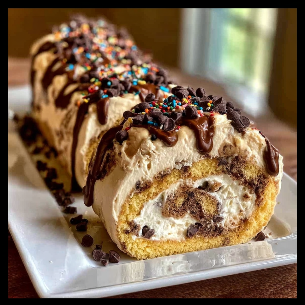 Cookie Dough Ice Cream Cake Rolls