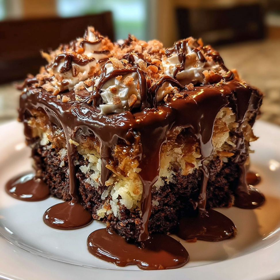 German Chocolate Poke Cake