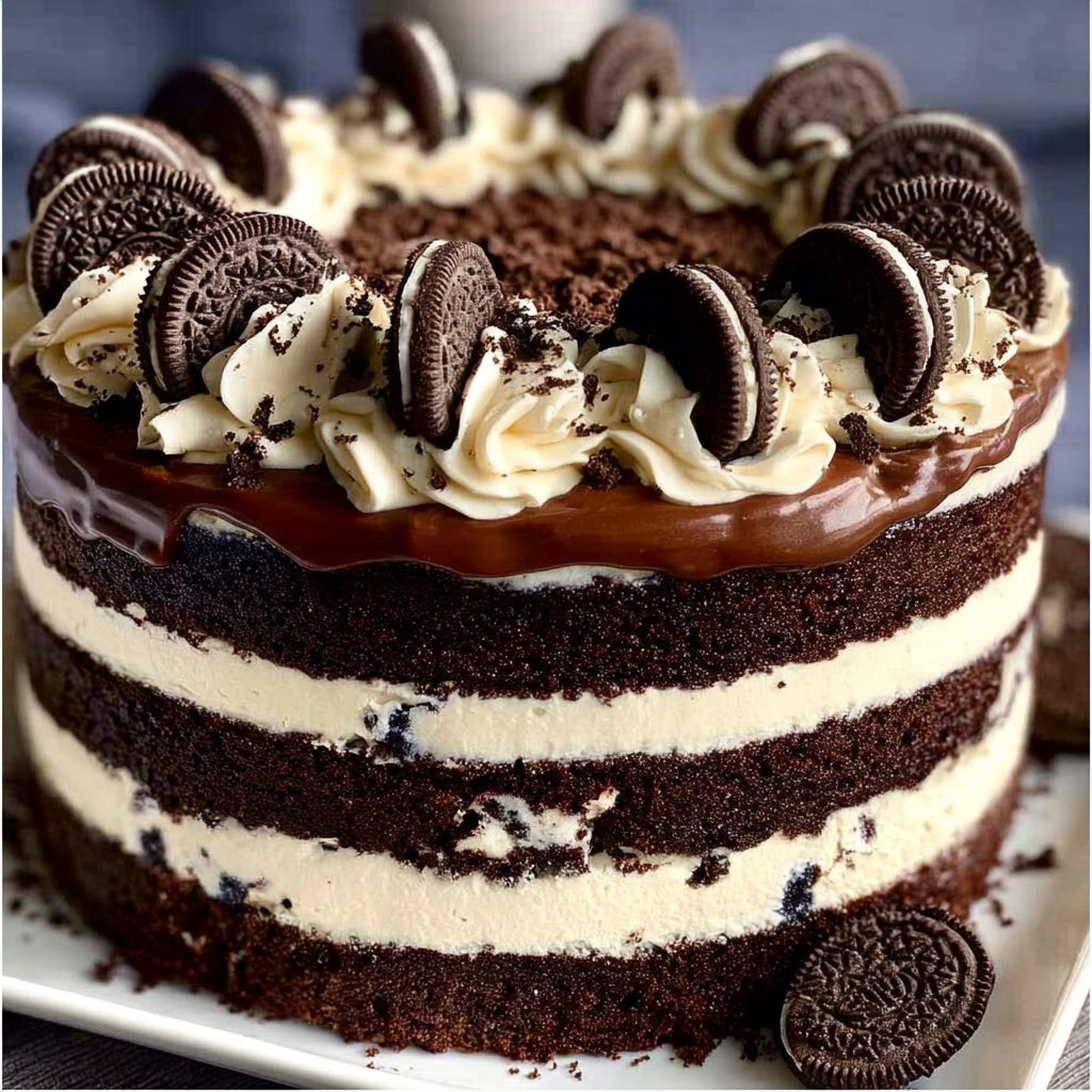 Chocolate Cookie and Cream Oreo Cake
