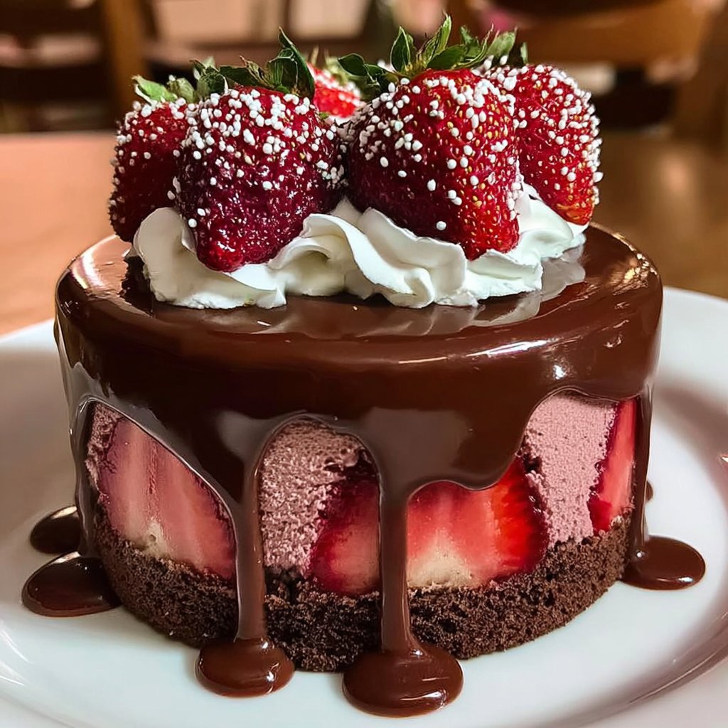 Chocolate-Dipped Strawberry Mousse Cake