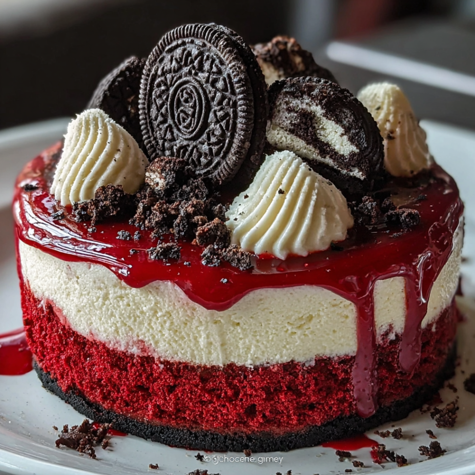 Red Velvet Oreo Cheesecake