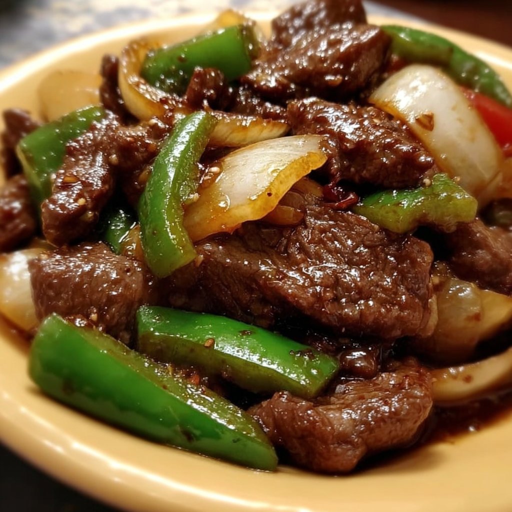 Sizzling Chinese Pepper Steak with Onions