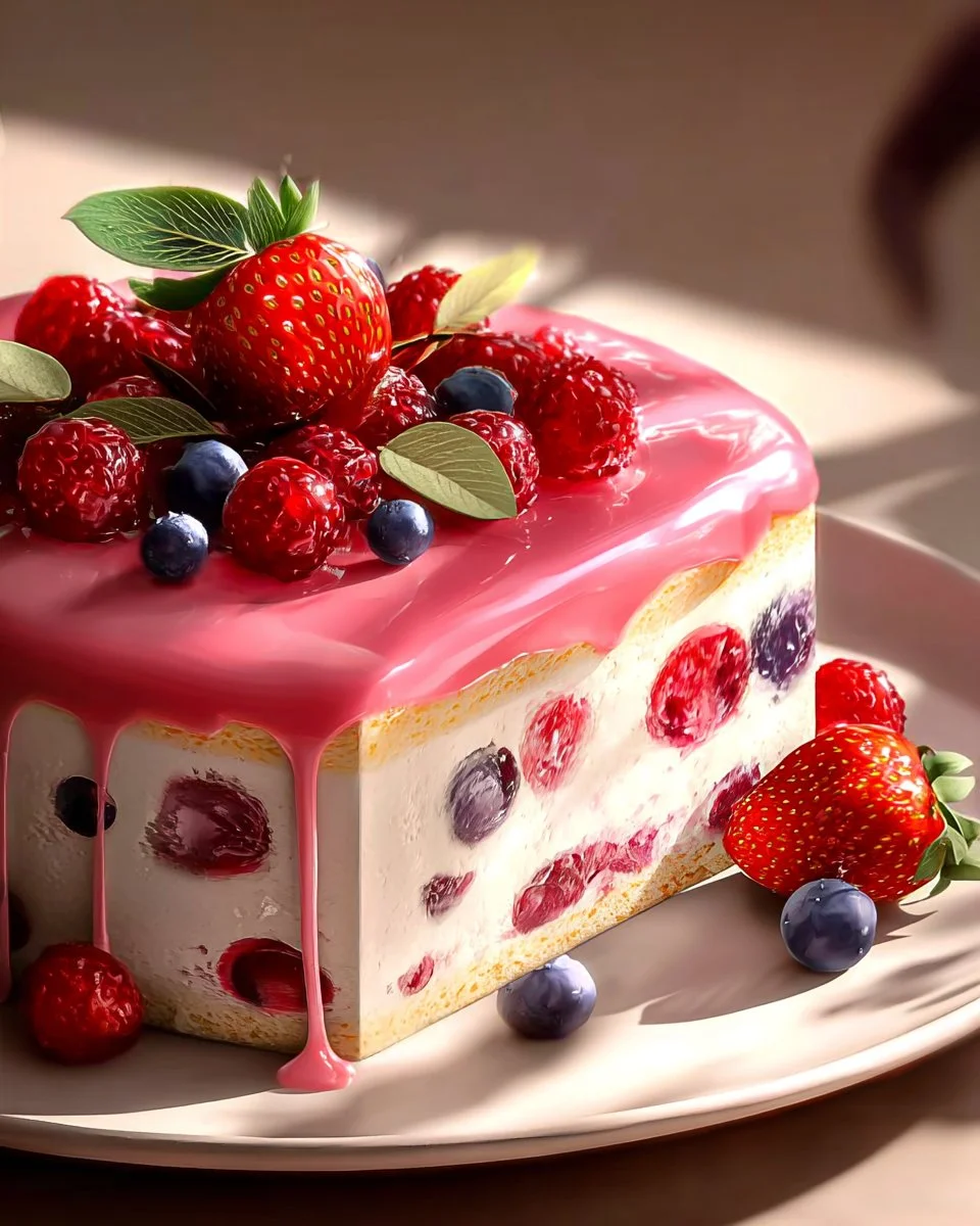 Berry Burst Cream Dream dessert featuring fresh berries and creamy goodness.
