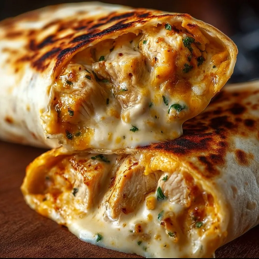 Delicious Cheesy Chicken Garlic Wraps with fresh ingredients