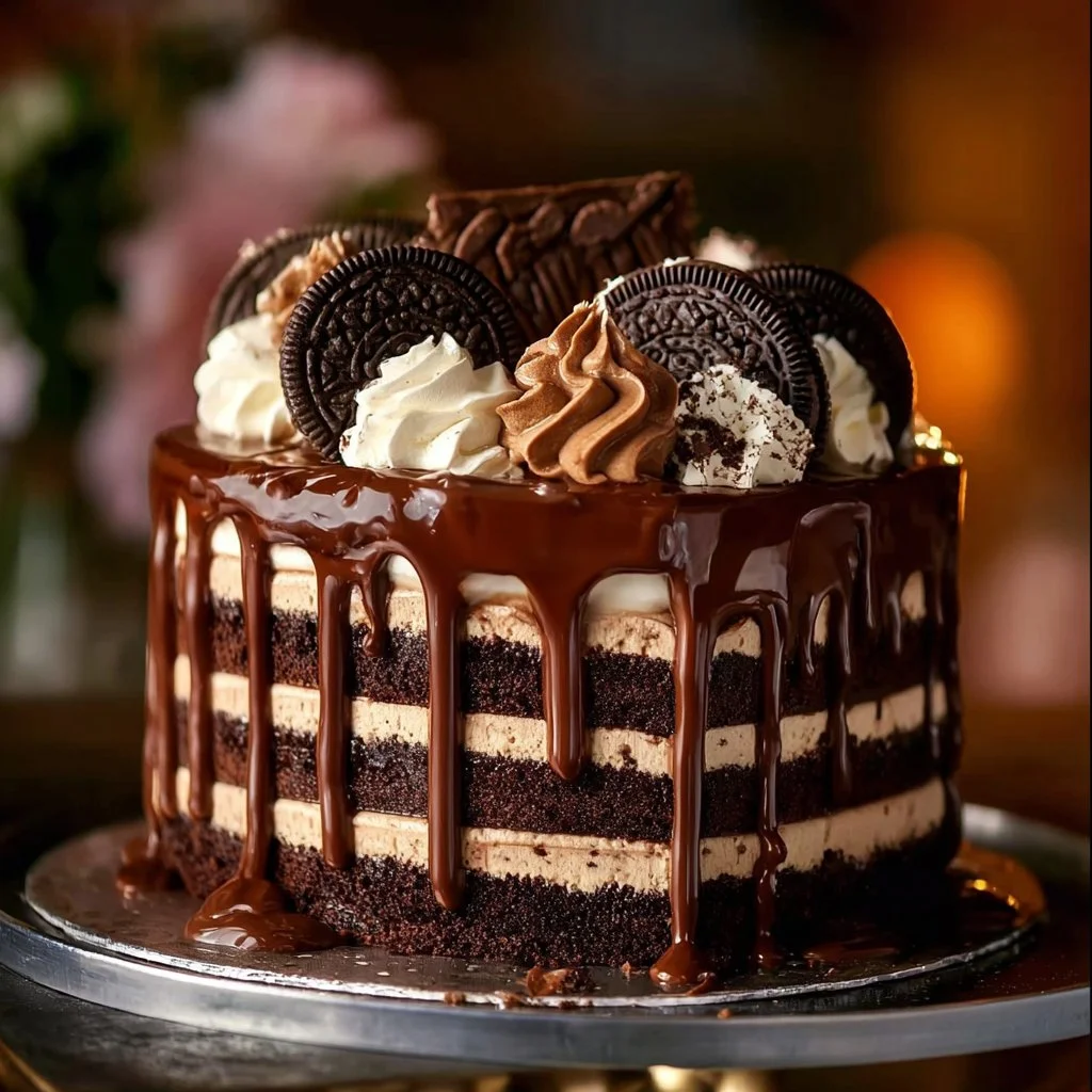 Delicious chocolate fudge layered dessert showcasing rich textures and flavors.