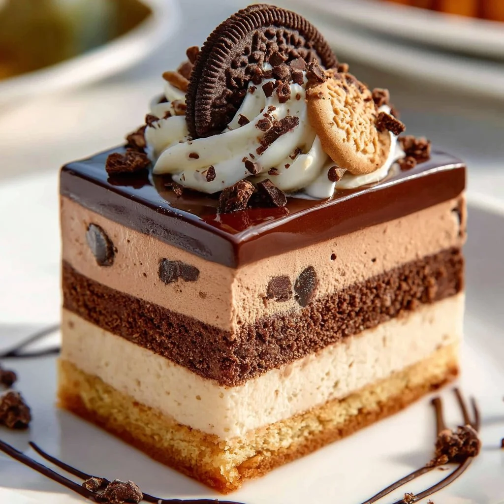 Delicious Chocolate Mousse Layer Cake with rich chocolate layers and creamy mousse