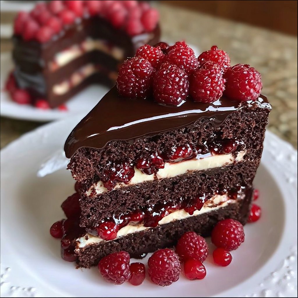 Chocolate Raspberry Truffle Cake