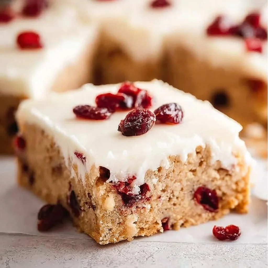 Delicious copycat Starbucks Cranberry Bliss Bars with festive cranberries and cream cheese frosting