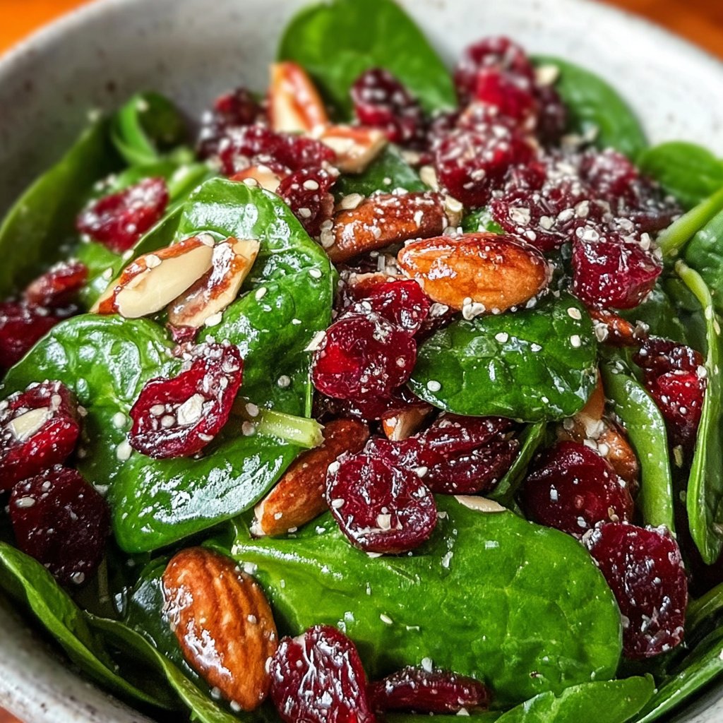 Festive Christmas Cranberry Spinach Salad
