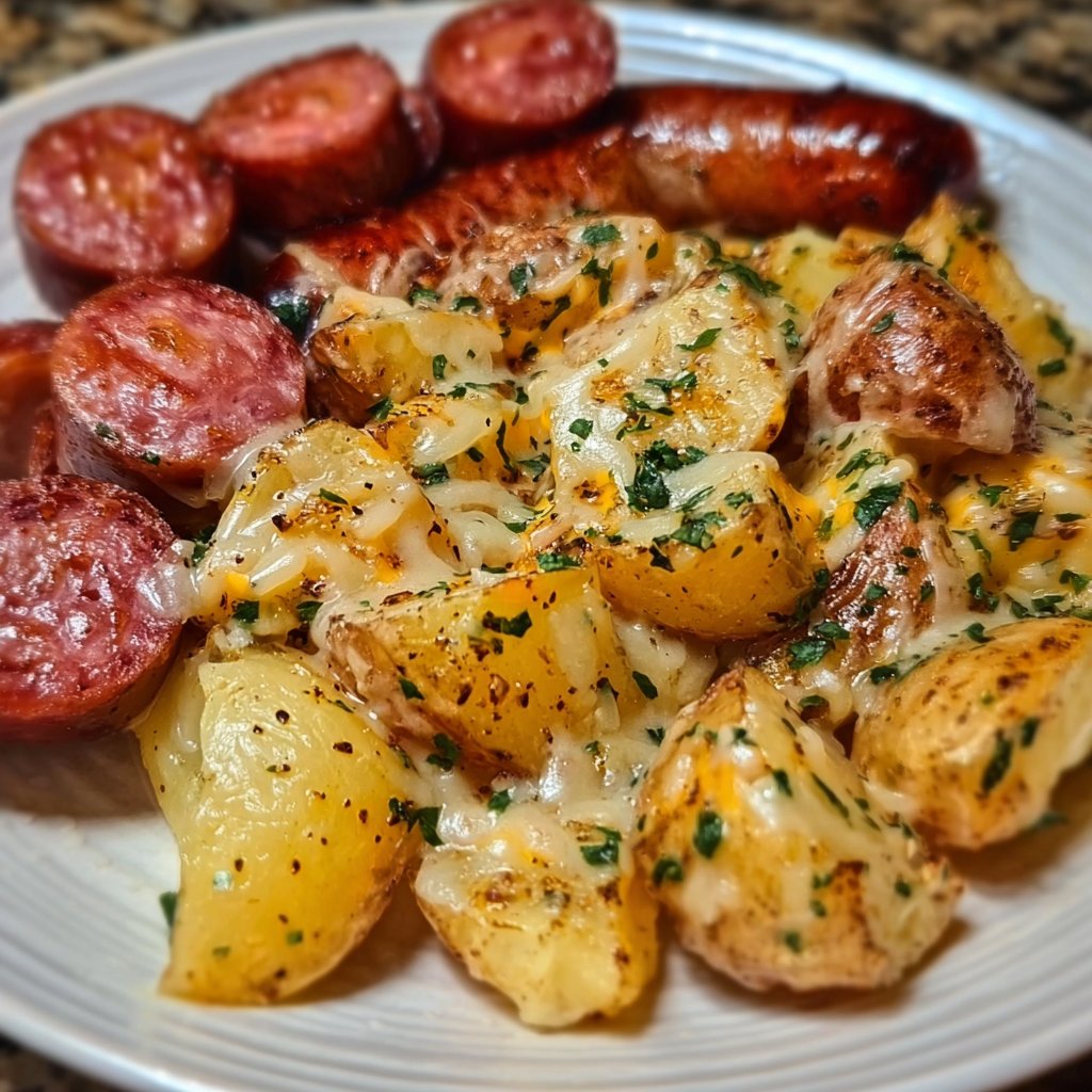 Cheesy Ranch Potatoes and Smoked Sausage