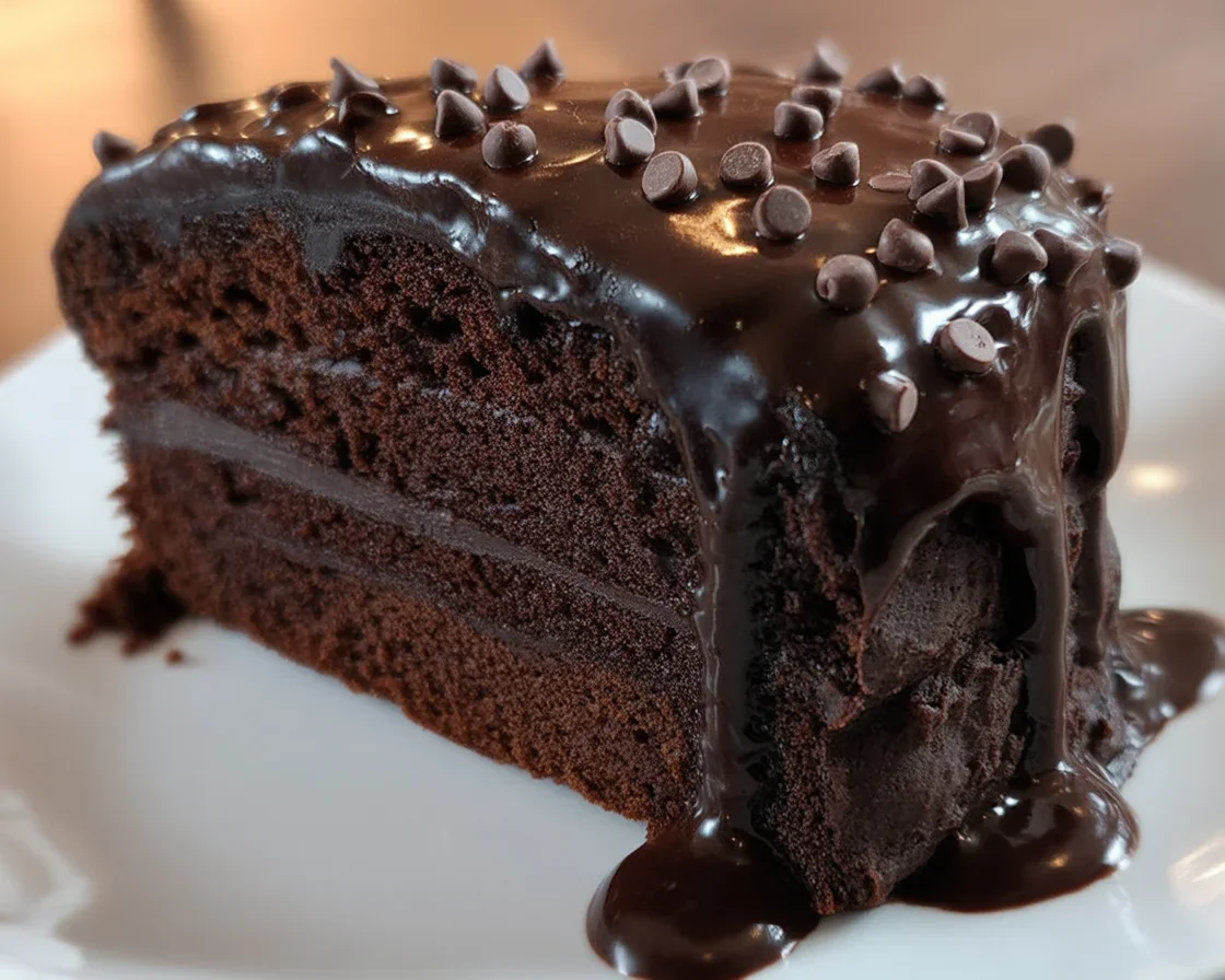 Super Moist Chocolate Cake with Chocolate Ganache topped with silky frosting