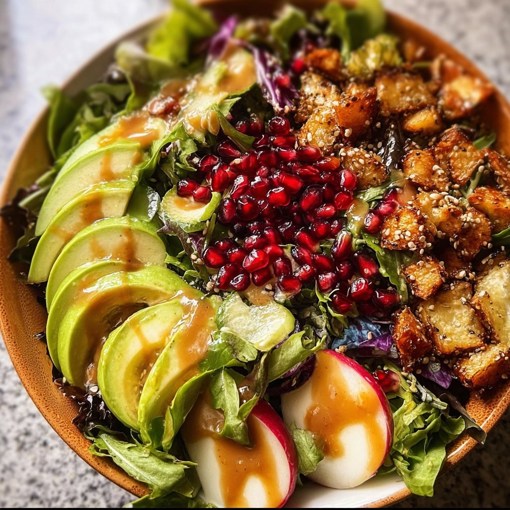 Winter Christmas Salad with Honey Mustard Dressing
