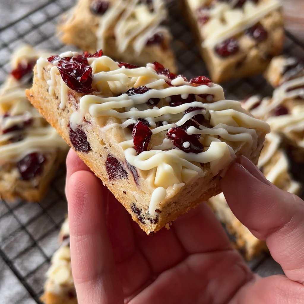 Chewy Cranberry White Chocolate Blondies
