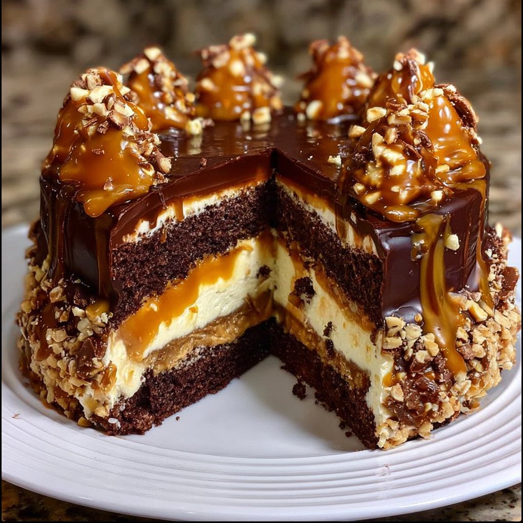 Chocolate Caramel Toffee Crunch Cake