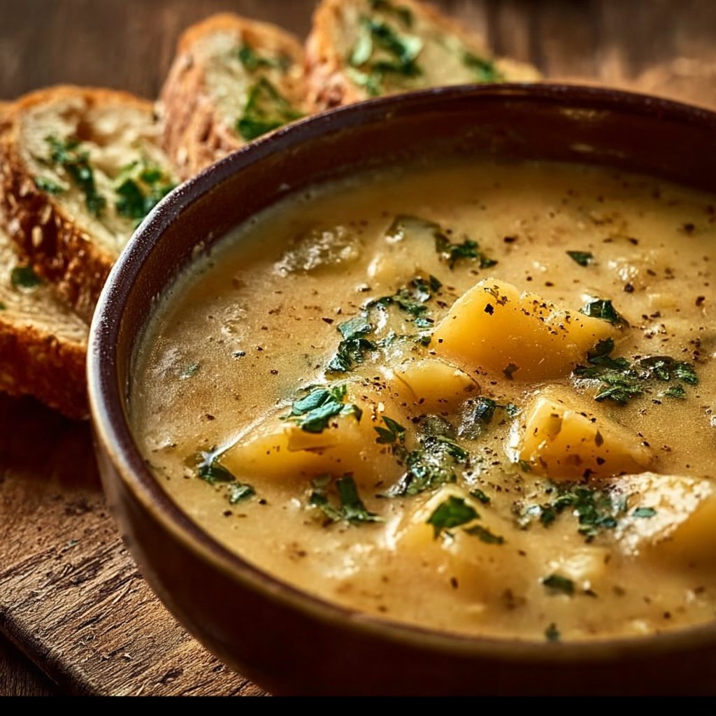 Hearty Cheddar Garlic Herb Potato Soup Recipe