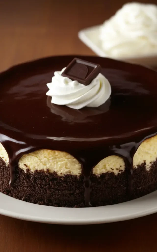 Boston Cream Pie Cheesecake with Chocolate Ganache