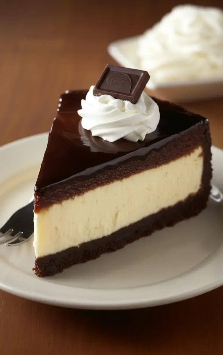 Boston Cream Pie Cheesecake with Chocolate Ganache