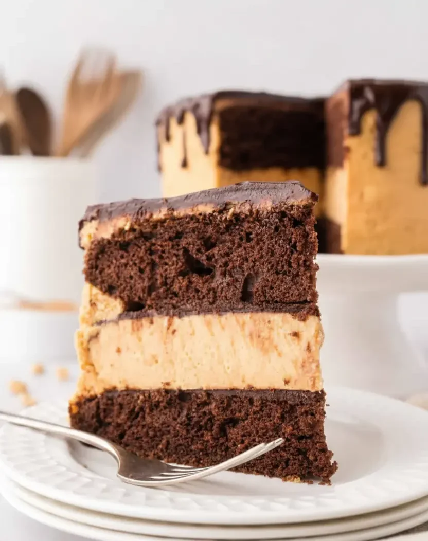Chocolate Peanut Butter Buckeye Cake