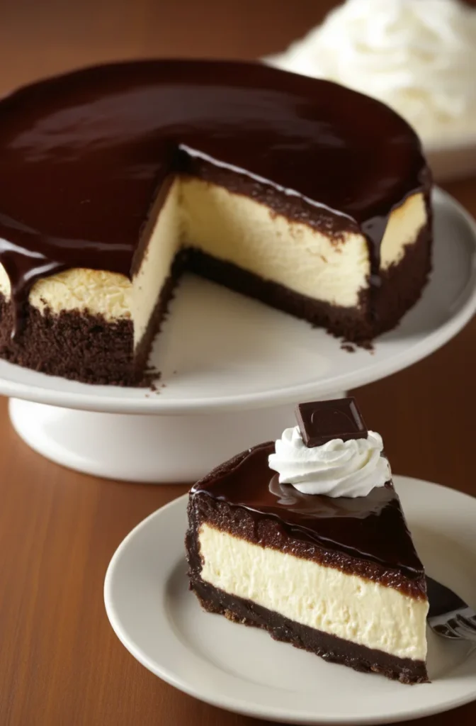 Boston Cream Pie Cheesecake with Chocolate Ganache