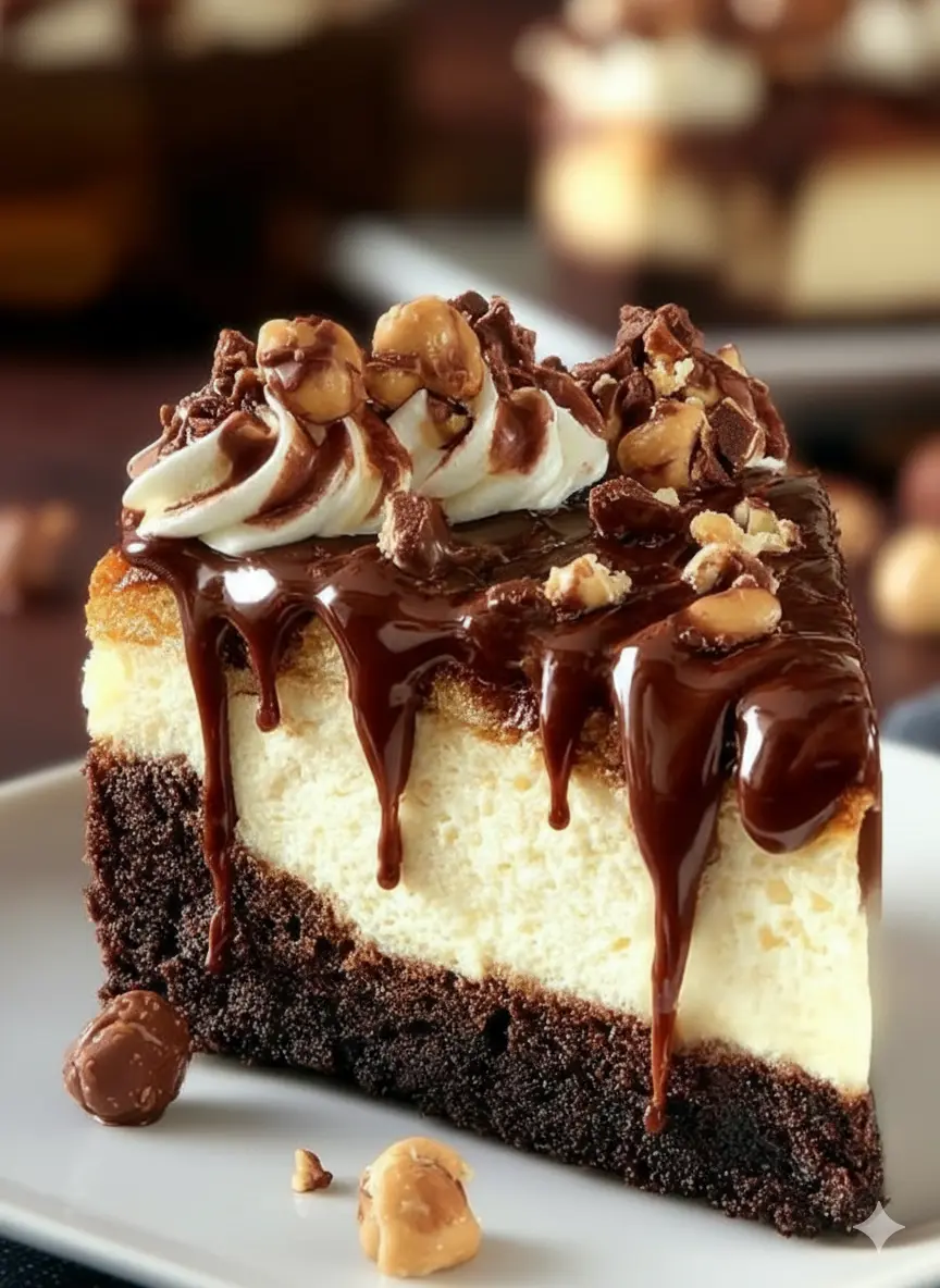 Heavenly Hot Fudge Sundae Brownie Cheesecake
