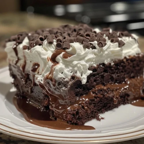 Brownie Batter Fudge Poke Cake