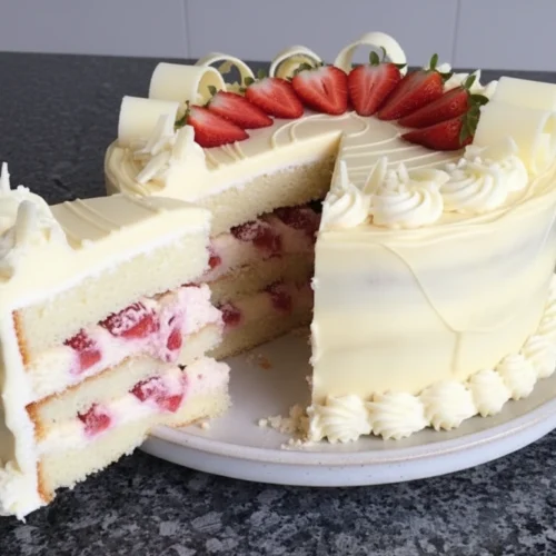 Torta tres leches rellena de fresas⁣