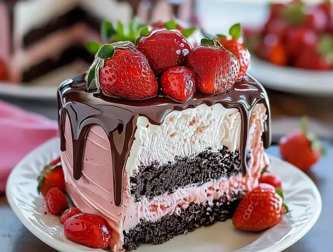 Strawberry Chocolate Fantasy Ice Cream Cake