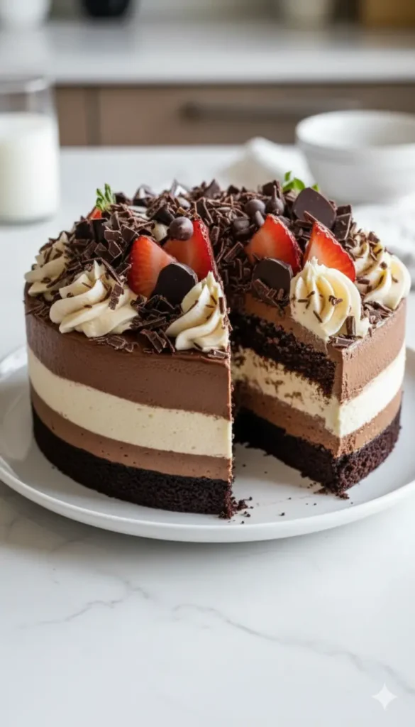 Triple Chocolate Mousse Cake