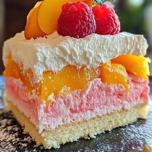 Raspberry Peach Cream Cake