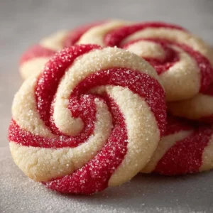 Delicious homemade Candy Cane Cookies with festive red and white stripes.