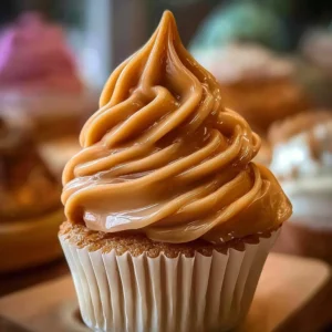 Delicious Caramel Cream Cupcake with rich caramel frosting and sprinkles